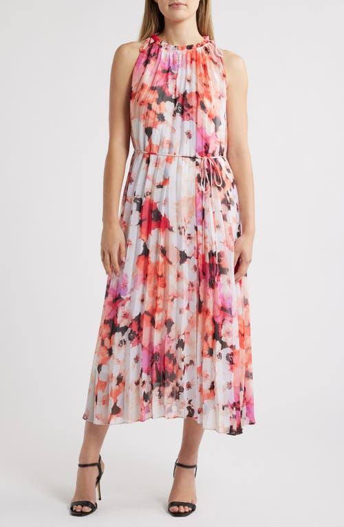 Julia Jordan Floral Print Sleeveless Midi Dress In Ivory/multi