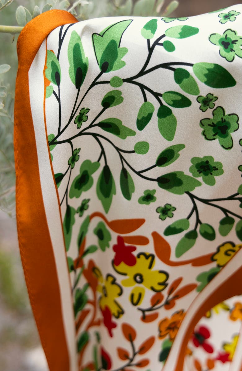 Jessie Zhao New York Silk Diamond Scarf Of Afternoon Garden, Alternate, color, Brown