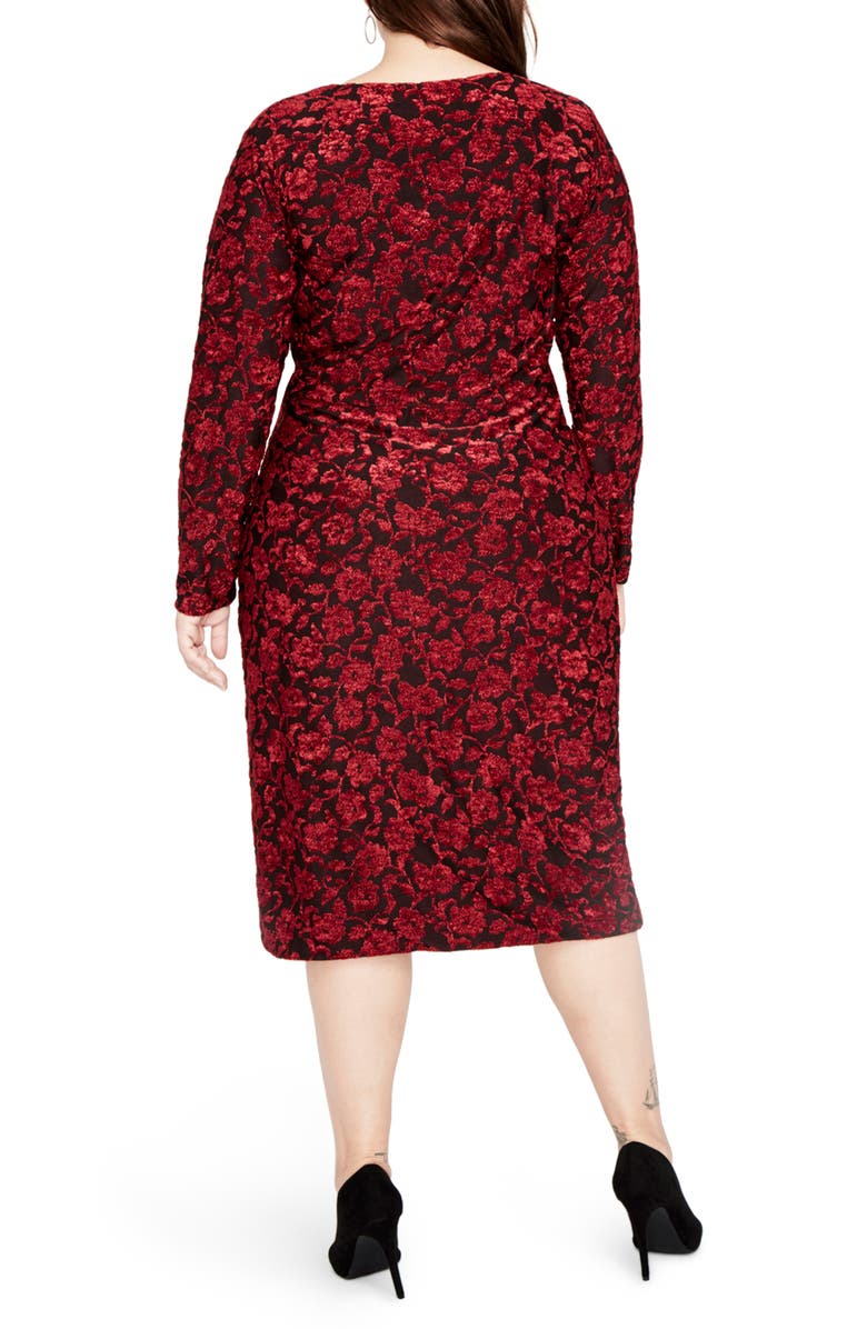RACHEL Rachel Roy Velvet Floral Zip Front Dress, Alternate, color, 
