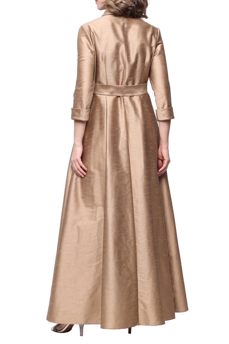 Shantung A-Line Gown Gown, Alternate, color, GOLD