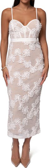 Angelic Crochet Lace Midi Cocktail Dress