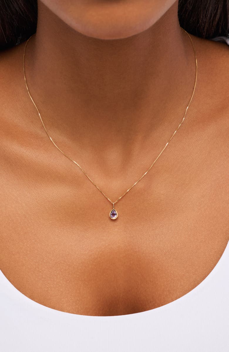 Ana Luisa Solid Yellow Gold - Teardrop Charm Necklace, Alternate, color, Light Blue Sapphire