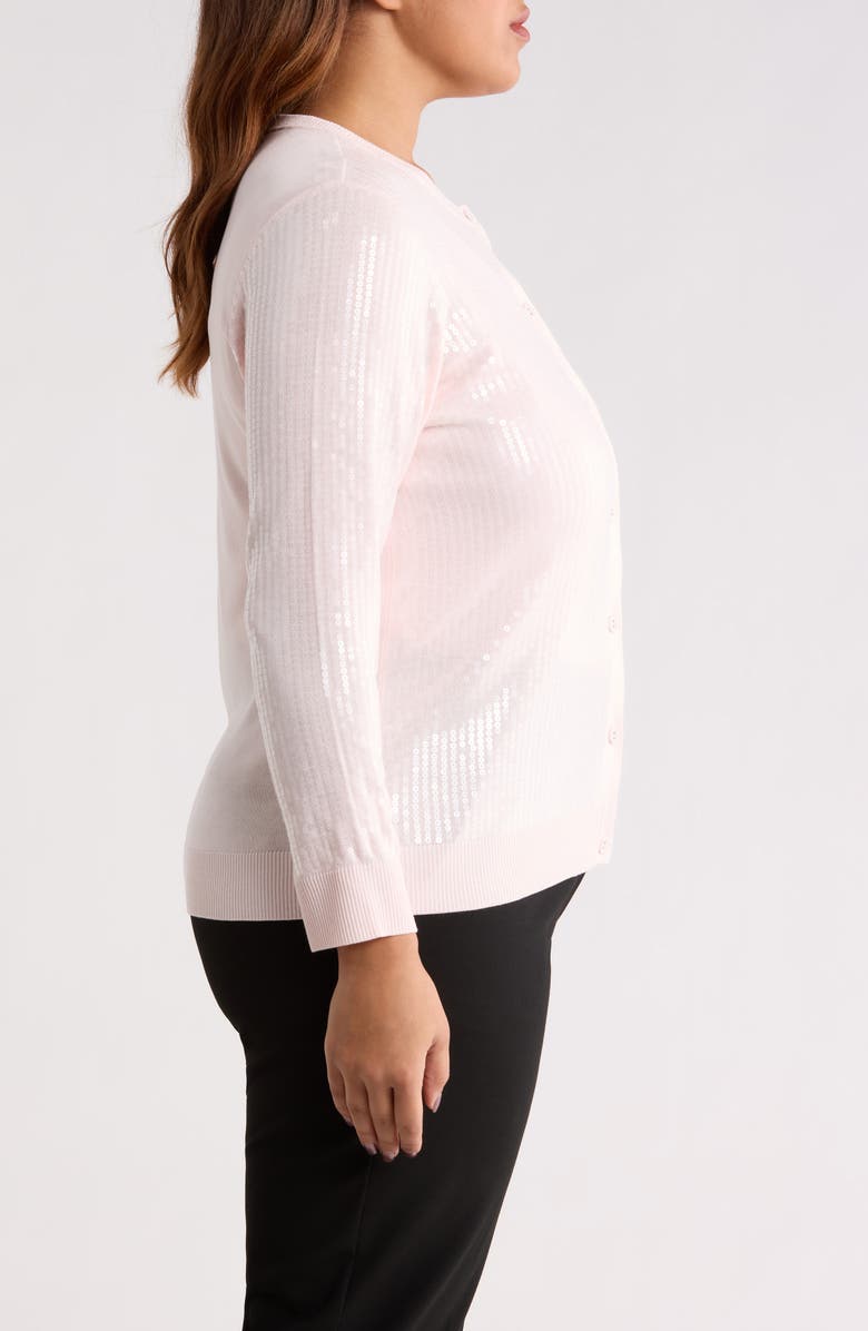 Anne Klein Clear Sequin Cardigan, Alternate, color, Soft Blossom
