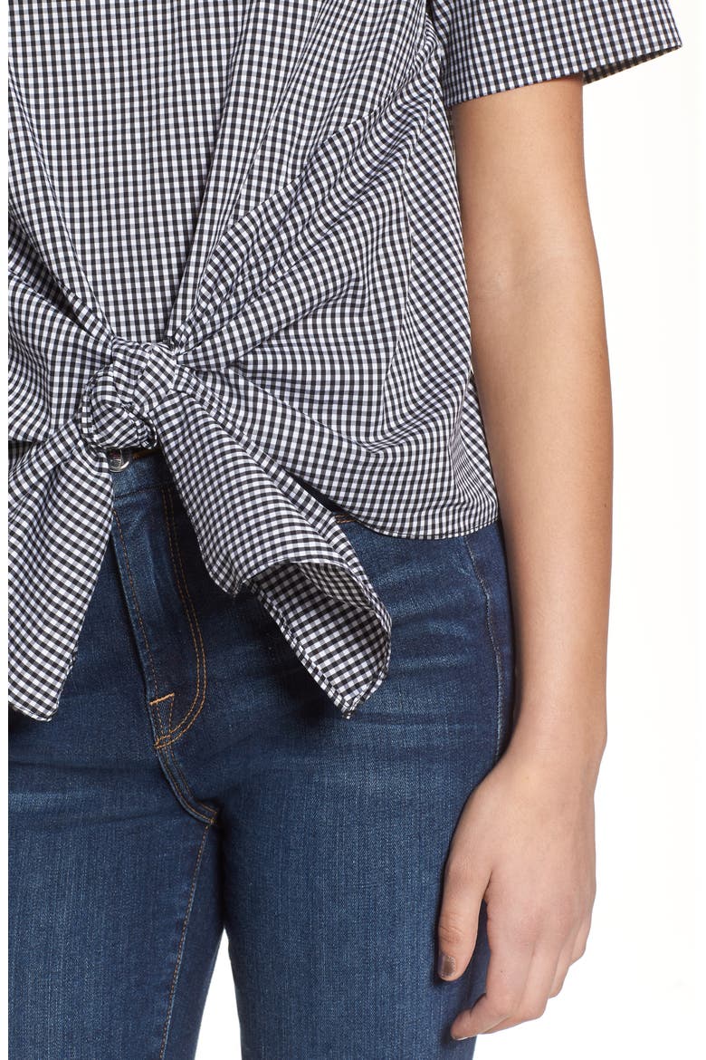 Gingham Tie Front Blouse, Alternate, color, GINGHAM