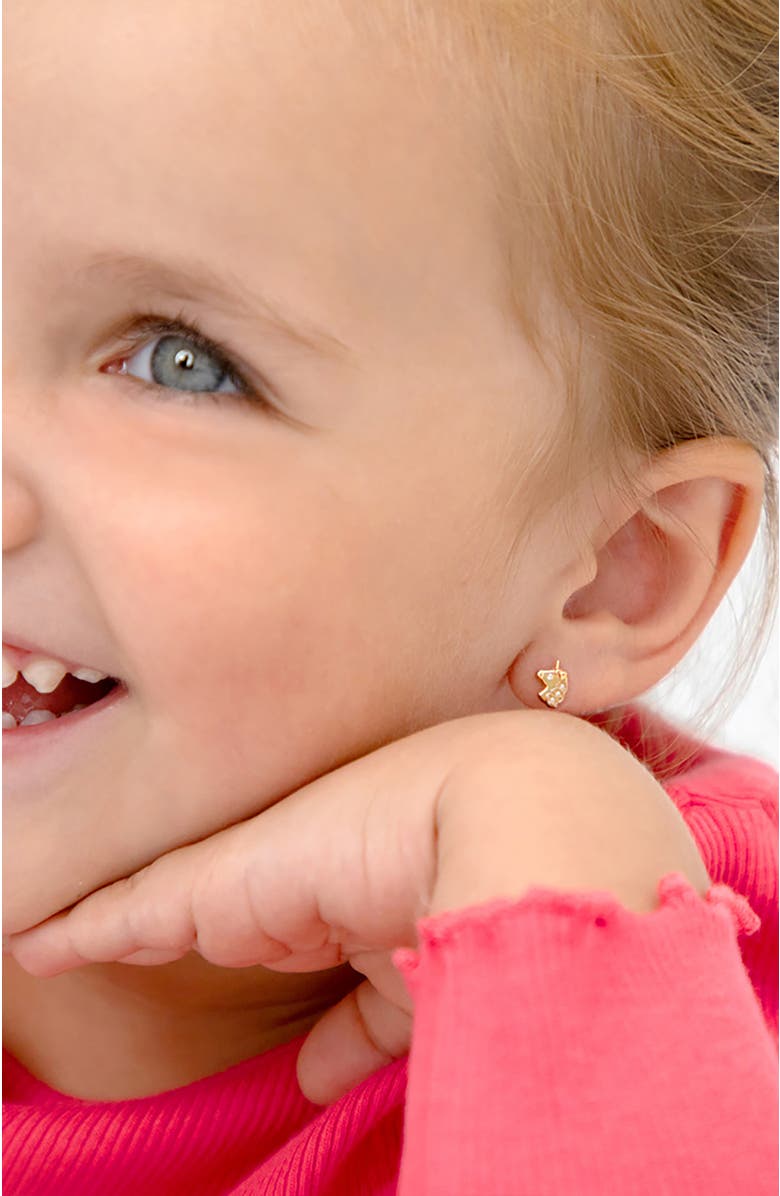 In Season Jewelry 14k Glimmering Clear Cubic Zirconia Unicorn Earrings, Alternate, color, Gold