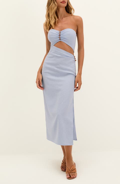 Sylvi Cutout Linen & Cotton Cover-Up Maxi Dress