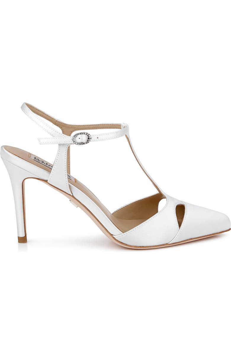 Badgley Mischka Collection Aurelia Ankle Strap Cap Toe Pump, Alternate, color, White Satin