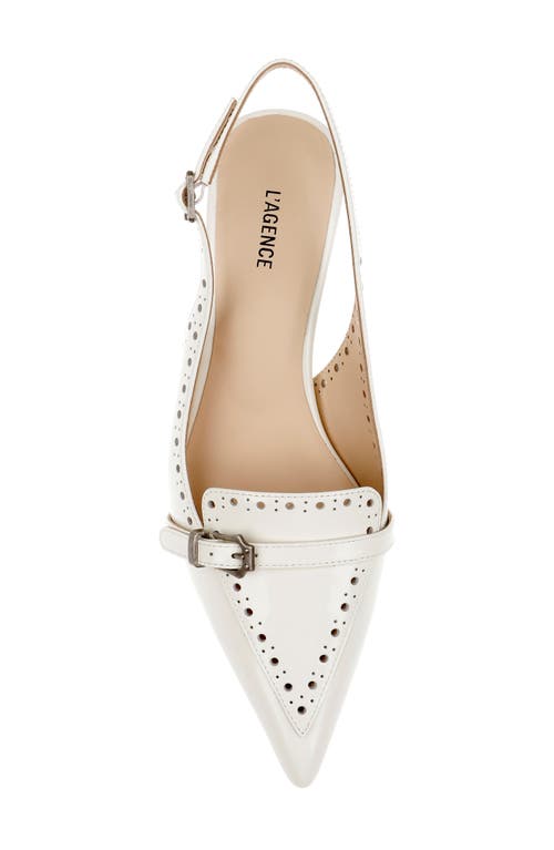 L Agence L'agence Lourdes Slingback Pointed Toe Kitten Heel Pump In White