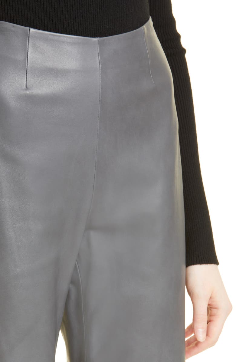 Rebecca Taylor Wide Leg Leather Pants, Alternate, color, Charcoal