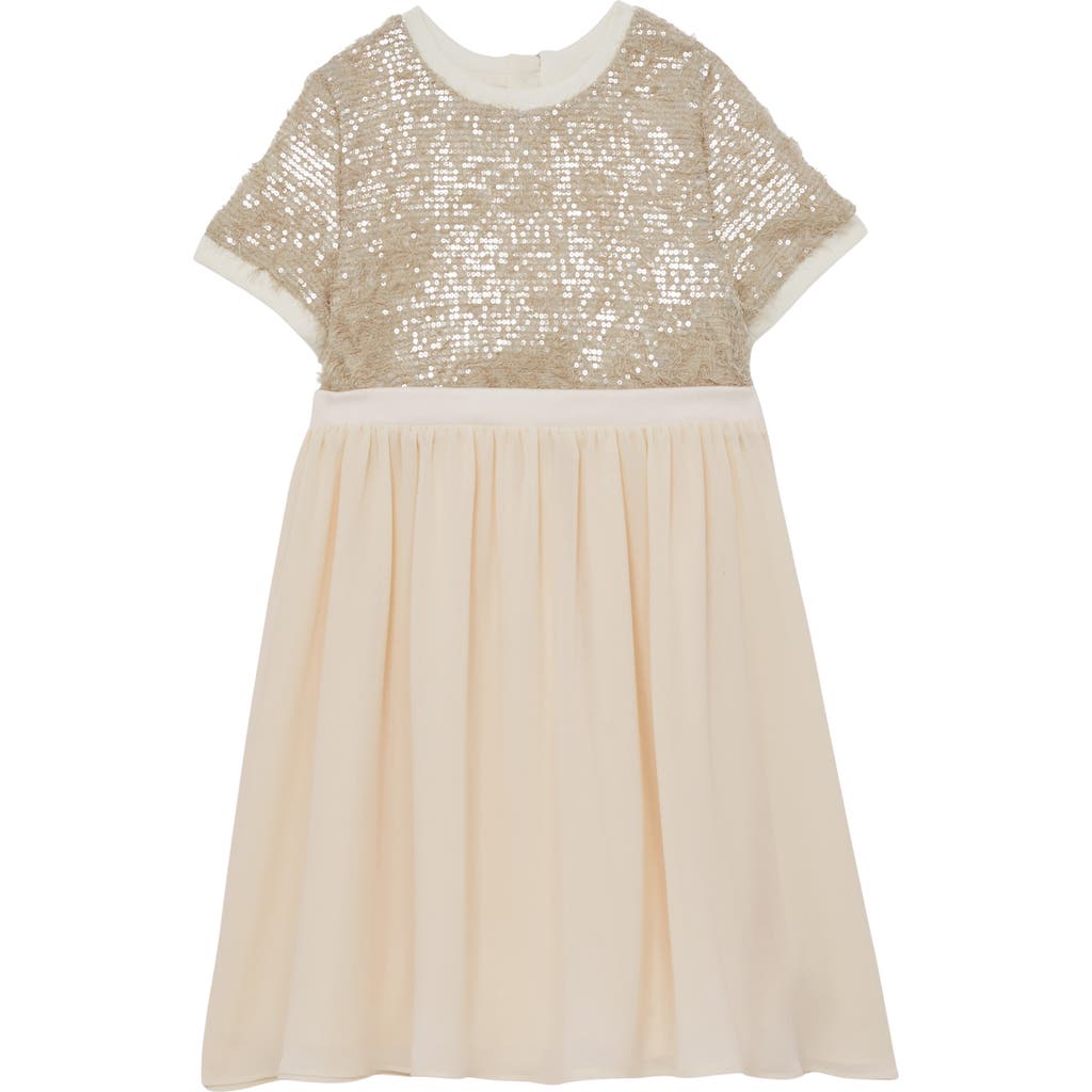 Reiss Kids' Bee Sequin Bodice Party Dress In Gold