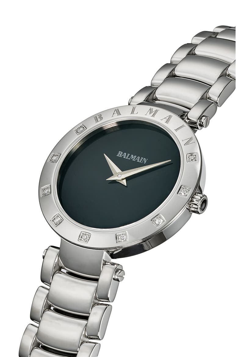 Bijou Diamond Bracelet Watch, 33mm, Alternate, color, SILVER/BLACK