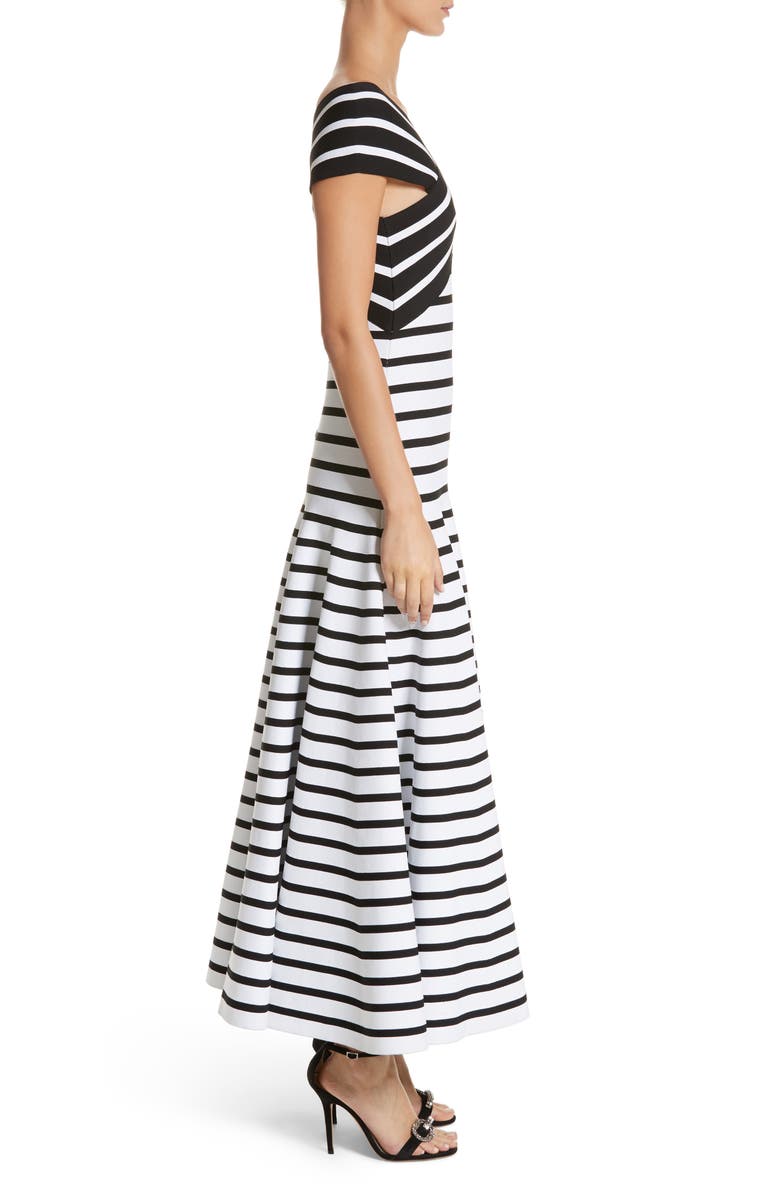 Carolina Herrera Stripe Off the Shoulder Maxi Dress, Alternate, color,