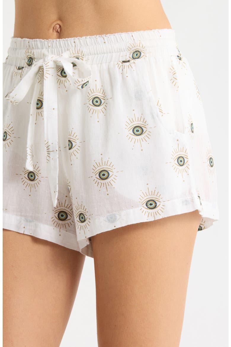 Evil Eye Cover-Up Shorts, Alternate, color, WHITE EVIL EYE