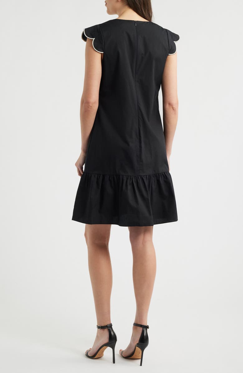 Eliza J Scallop Ruffle Hem Dress, Alternate, color, Black Natura