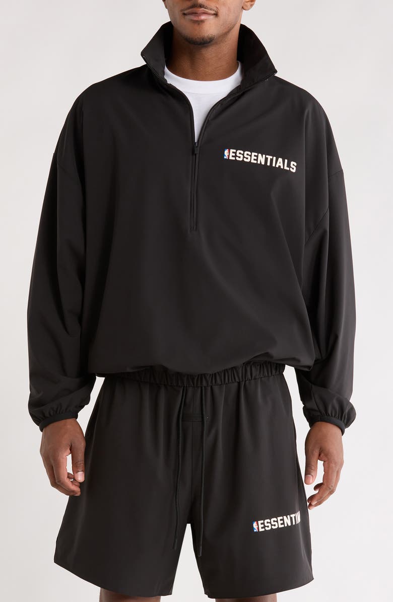 Fear of God Essentials x NBA Half Zip Track Jacket, Main, color, Black