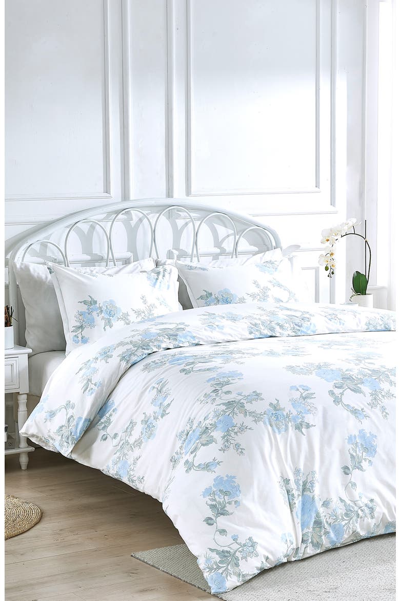 Rose Percale Cotton Duvet Cover & Sham Set, Alternate, color, BLUE