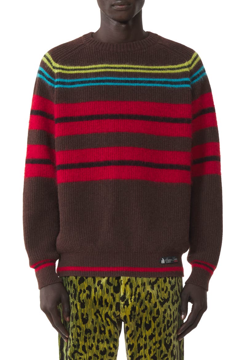 Striped Sweater In Wool And Cashmere, Alternate, color, Ebony