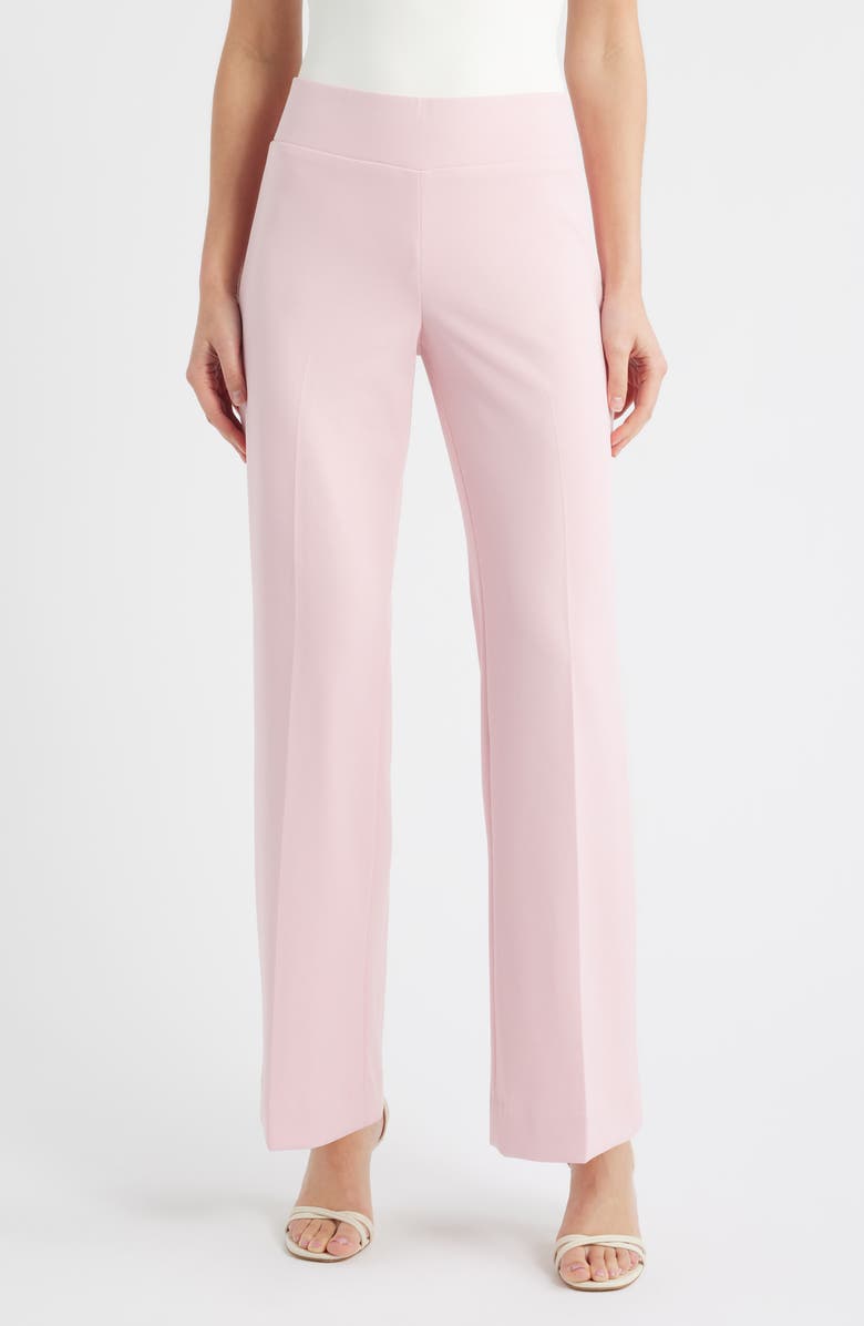 Anne Klein High Waist Pull-On Wide Leg Pants, Main, color, Rose Water