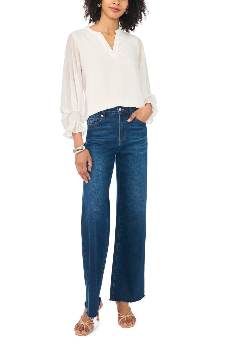 Split Neck Long Sleeve Top, Alternate, color, NEW IVORY