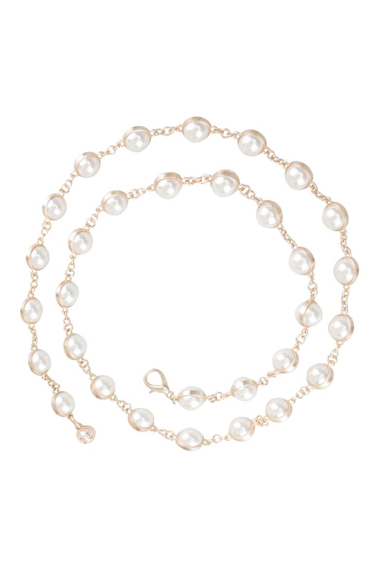 Imitation Pearl Chain Belt, Alternate, color, PEARL