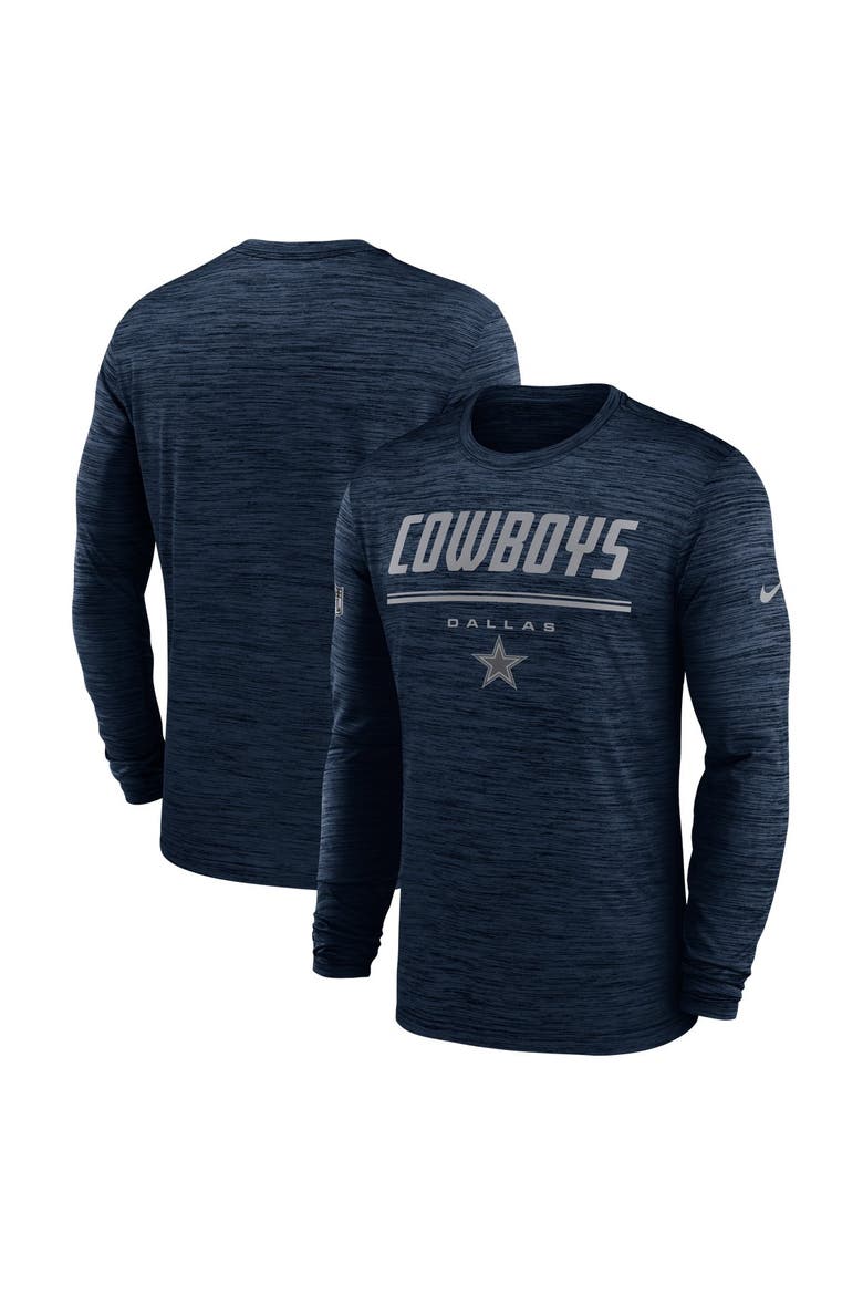 Men's Nike Navy Dallas Cowboys Sideline Offensive Transition Velocity Dri-FIT Long Sleeve T-Shirt, Main, color, Navy