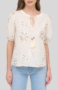 ZOE AND CLAIRE Floral Embroidered Cotton Blend Top