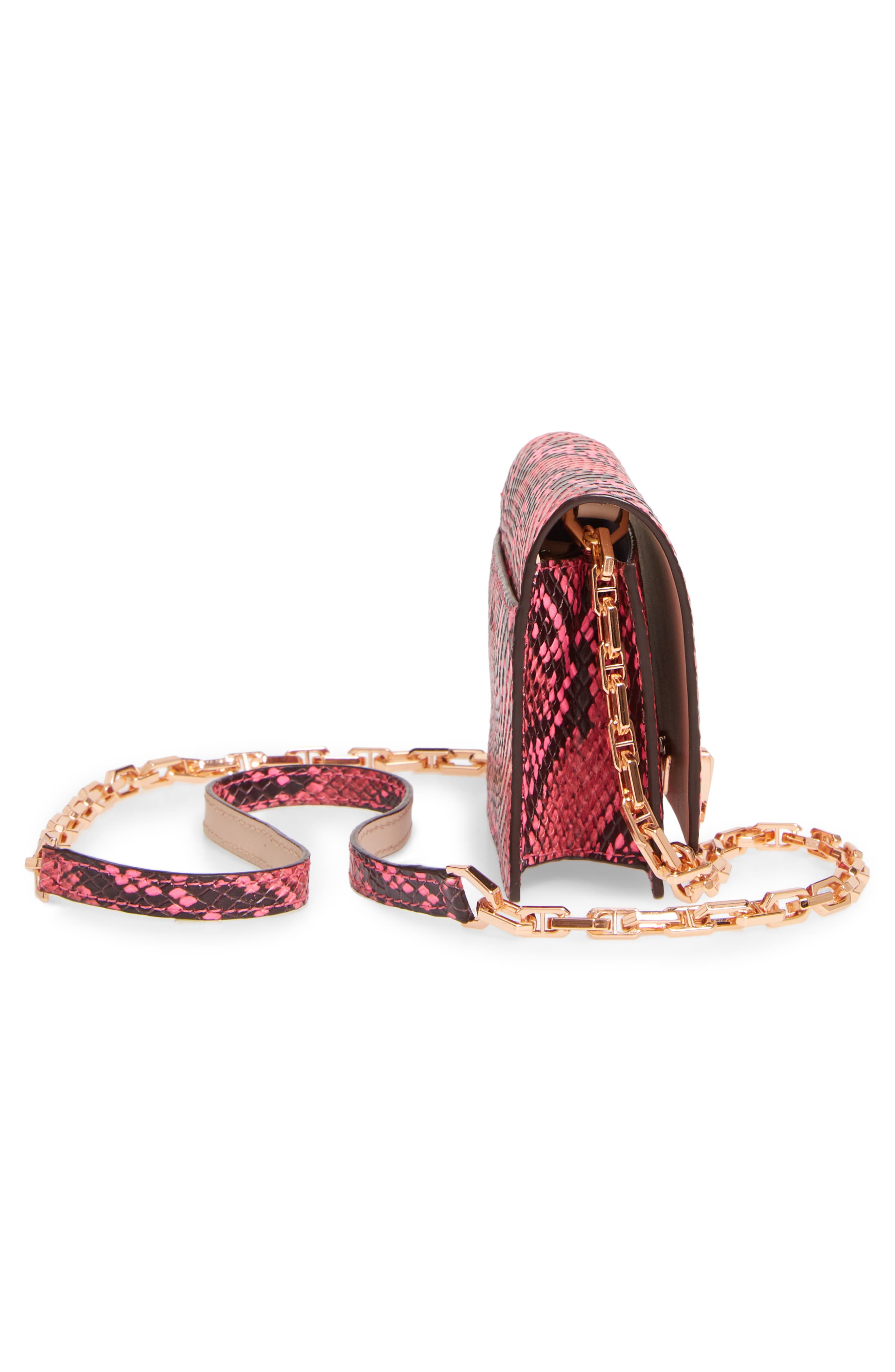 the VOLON PO Pocket Embossed Leather Wallet on a Chain, Alternate, color, 