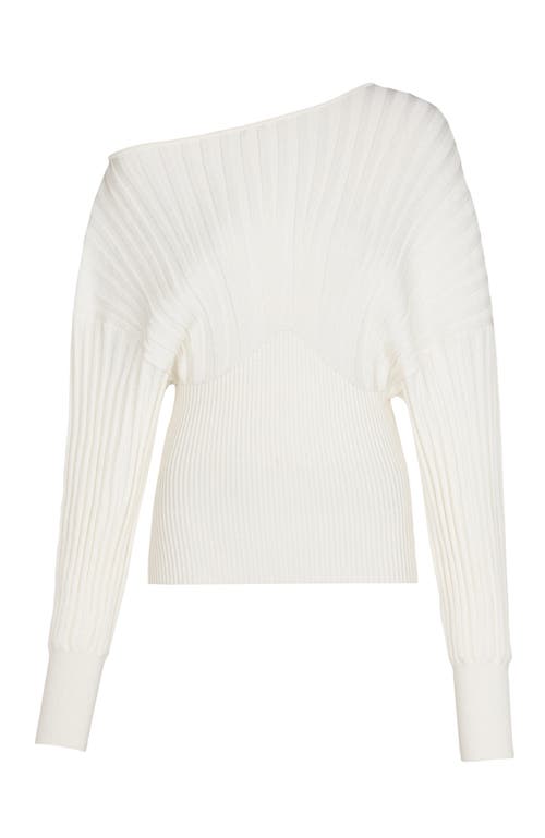 Balmain Rib-knit One-shoulder Sweater In White