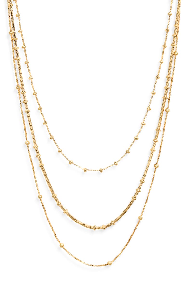 Nordstrom Demi Fine Tiered Station Chain Necklace, Main, color, 14K Gold Plated