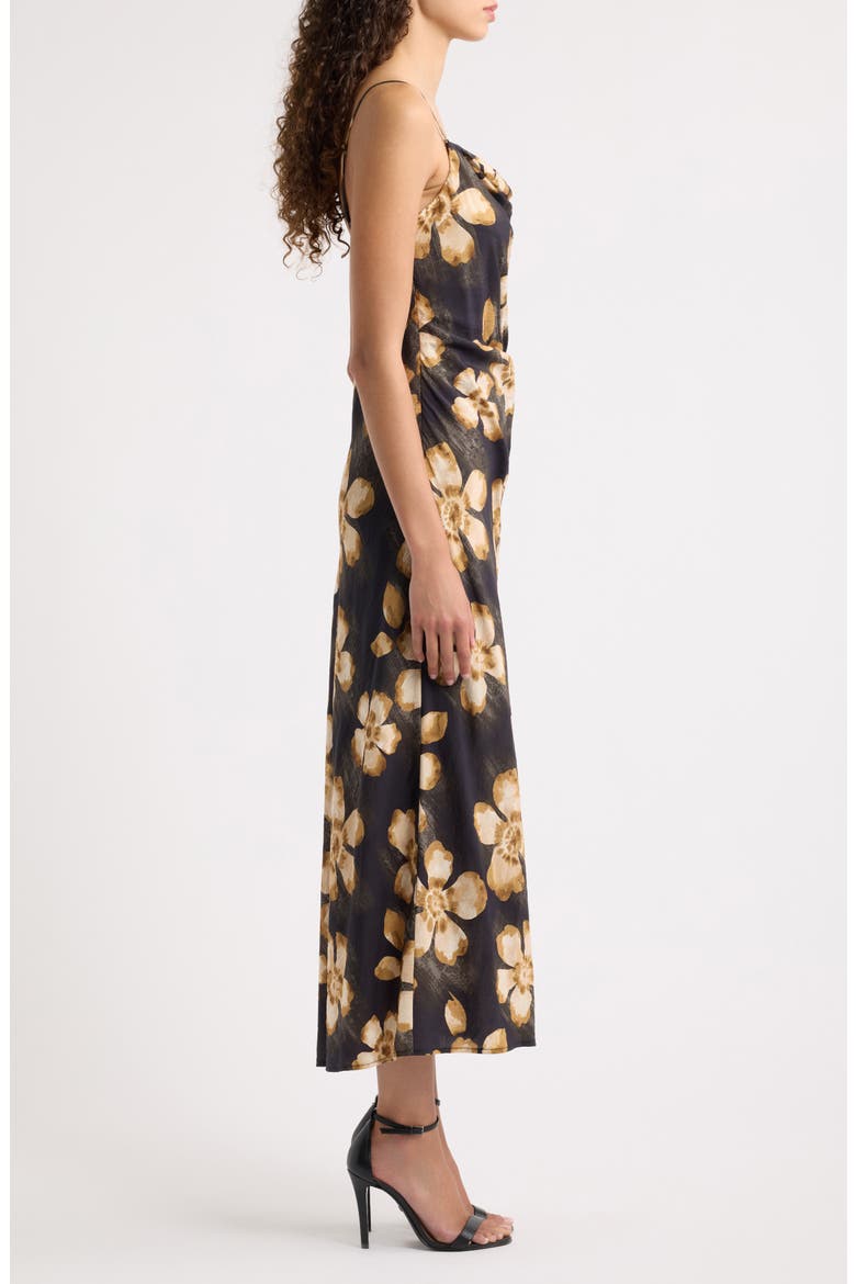 Floral Print Slipdress, Alternate, color, BLACK