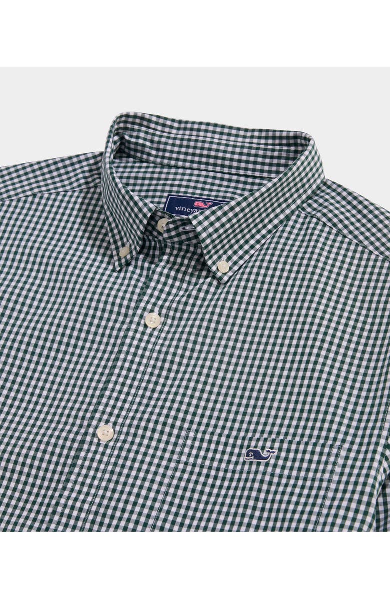 vineyard vines Gingham Stretch Cotton Button-Down Shirt, Alternate, color, Charleston Green Gng