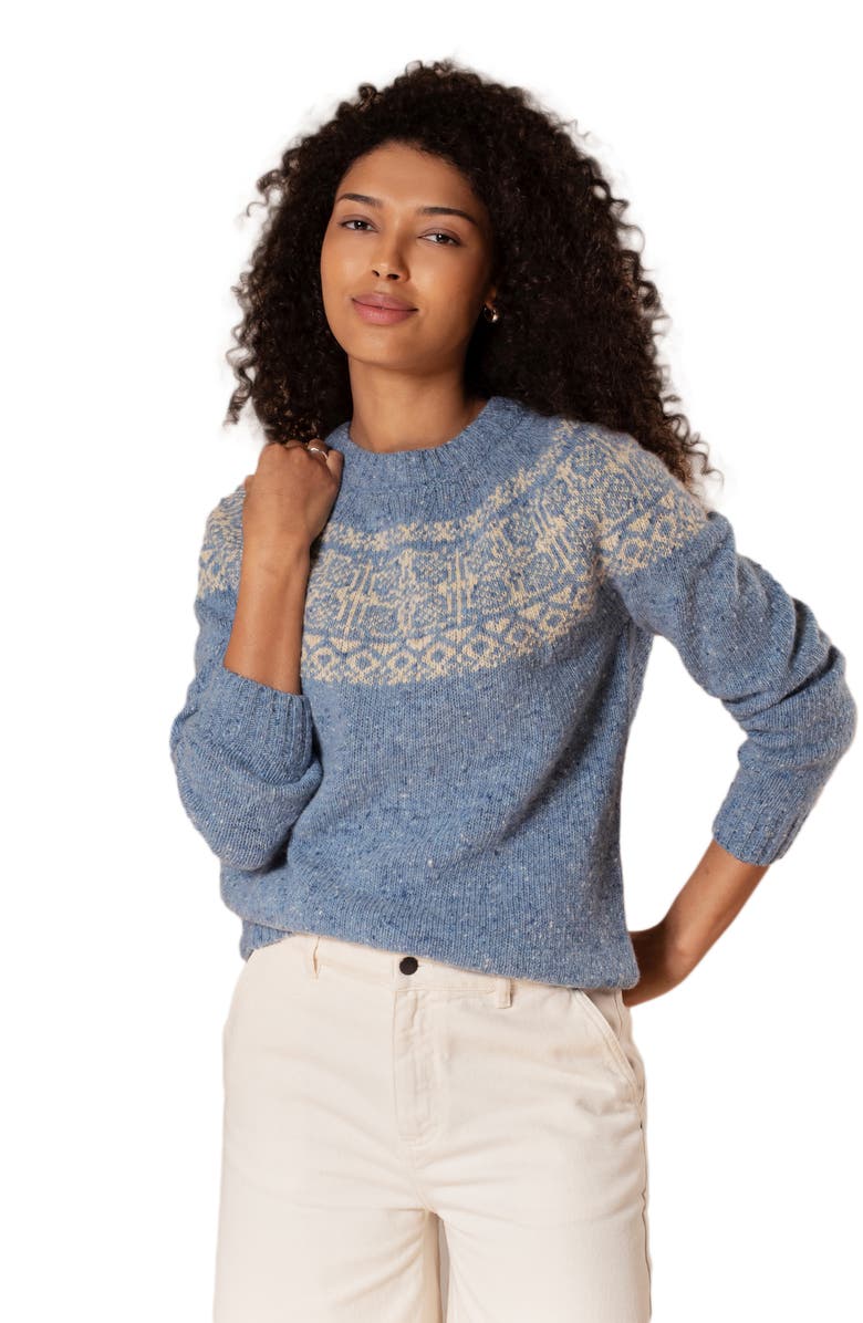 Celtic & Co. Donegal Fair Isle Yoke Sweater, Alternate, color, Vintage Blue