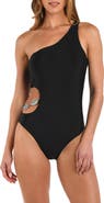 L'AGENCE Ava Cutout Chain One-Shoulder One-Piece Swimsuit