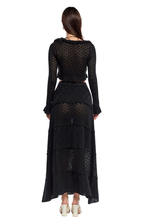 Capittana Addie Openwork Crochet Crop Cover-up Top In Black