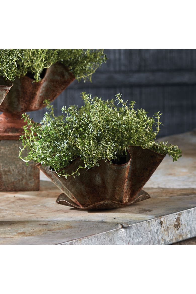 Galvanized Handkerchief Pot With Saucer, Alternate, color, Green