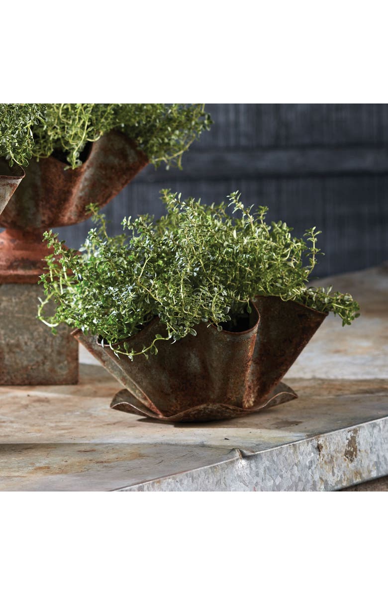 Napa Home & Garden Galvanized Handkerchief Pot With Saucer, Alternate, color, Green