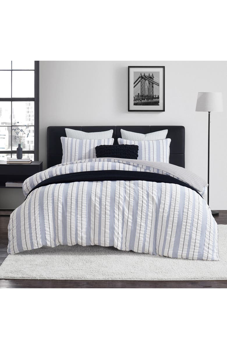 DKNY Seersucker Stripe Duvet Cover & Sham Set, Alternate, color,