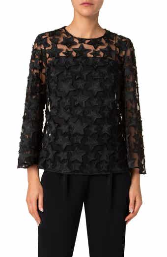 Akris punto 3D Star Embroidered Tulle Top