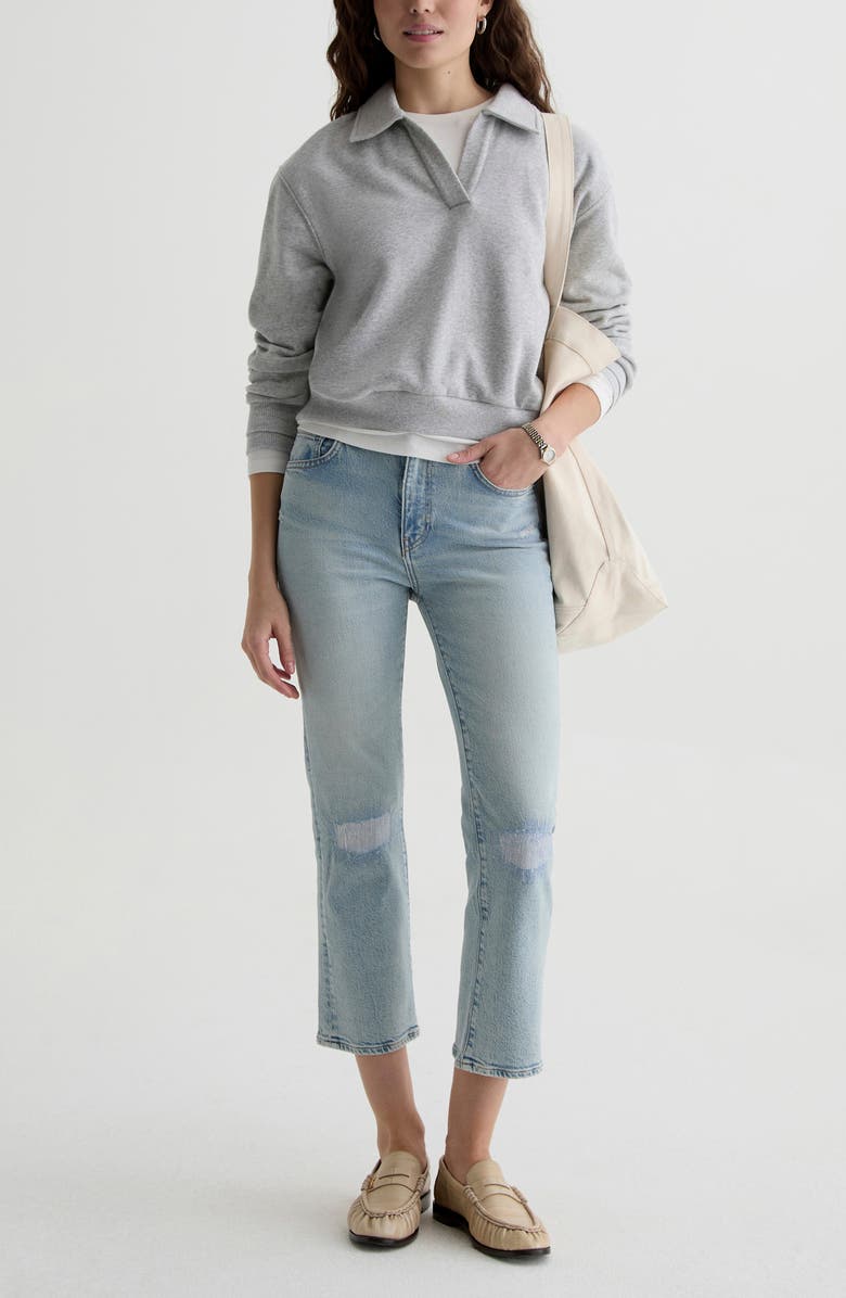 AG Brinley Rip & Repair Mid Rise Straight Leg Jeans, Alternate, color, Riverbend