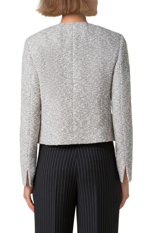 Akris Adriana Cotton Blend Bouclé Crop Jacket In Ecru-black