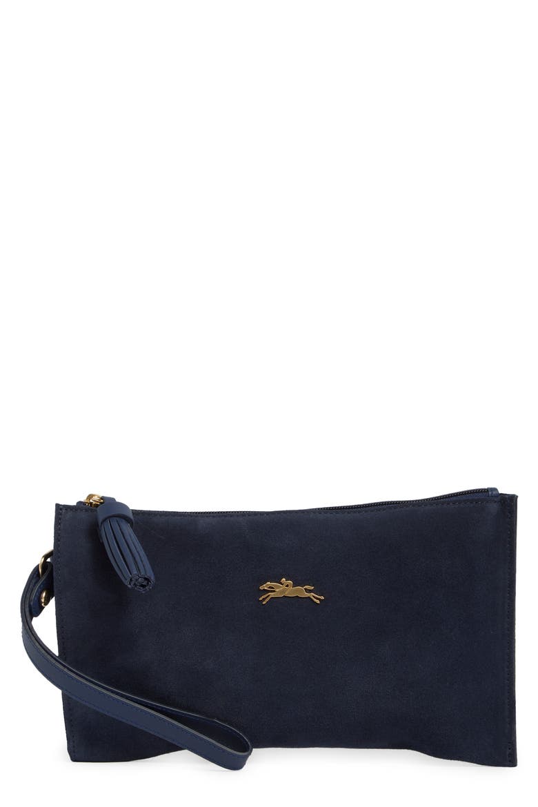 Leather Wristlet, Main, color, BLUE