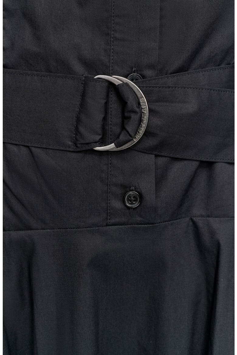 Short Sleeve Drop Waist Cotton Shirtdress, Alternate, color, BLACK
