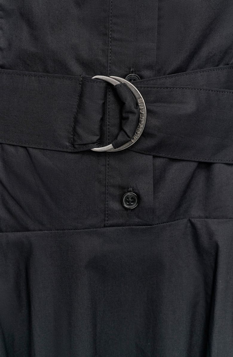 DKNY Jeans Short Sleeve Drop Waist Cotton Shirtdress, Alternate, color, Black