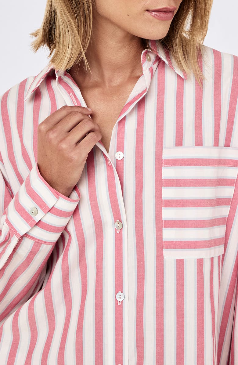 Papinelle Stripe Short Pajamas, Alternate, color, Raspberry