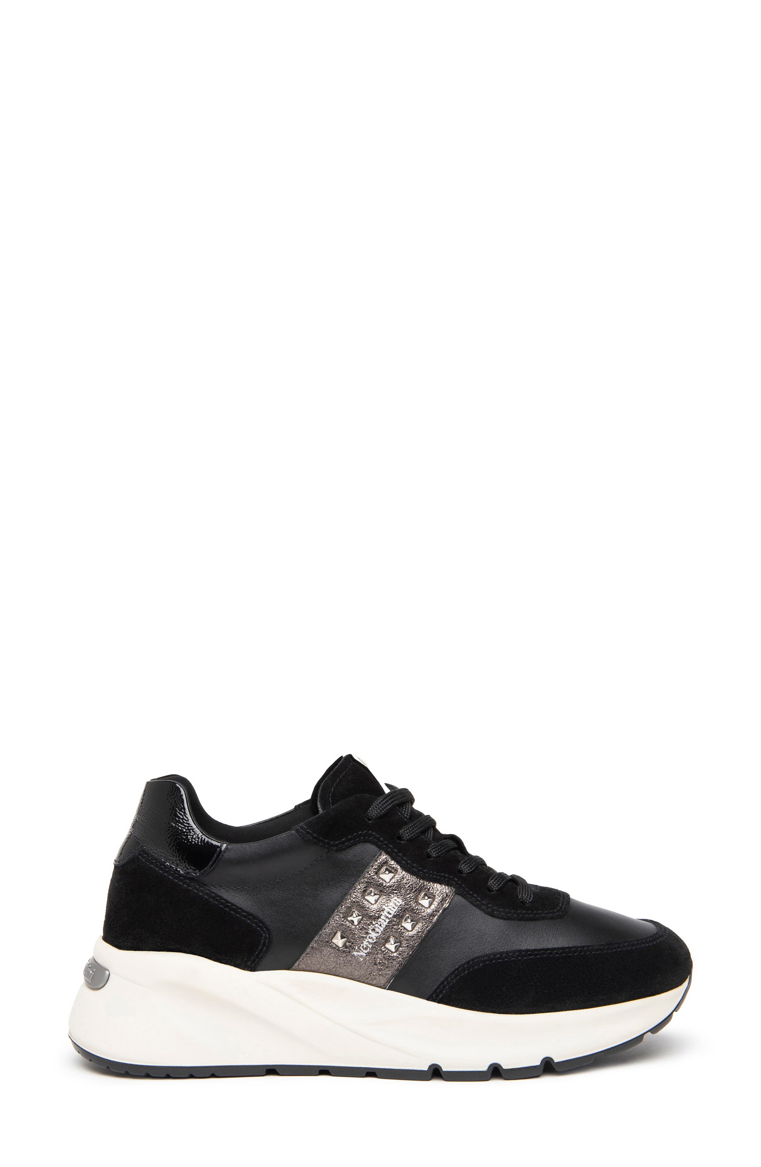 NeroGiardini Studded Platform Sneaker, Alternate, color, Black