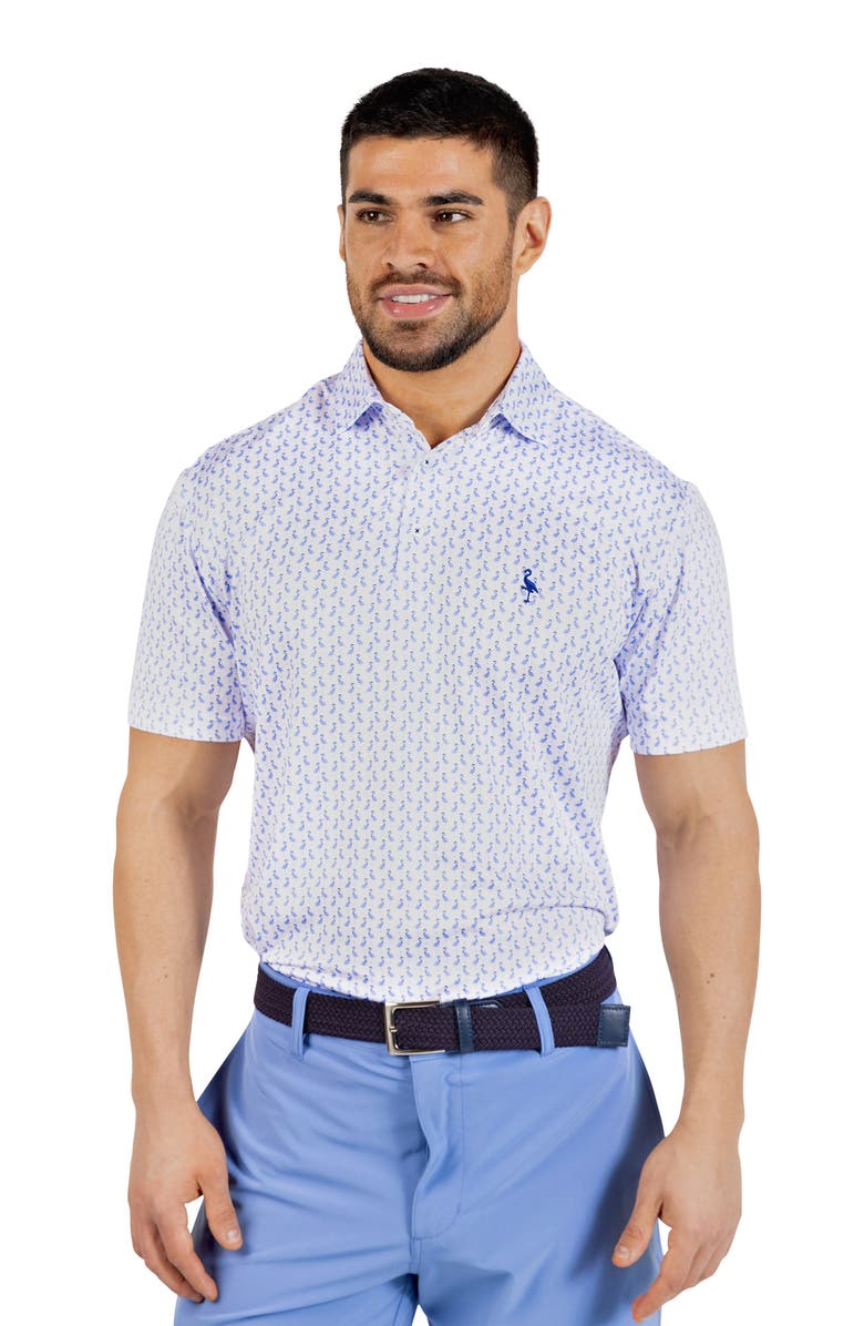 TailorByrd Flamingos Print Performance Polo, Alternate, color, Blue
