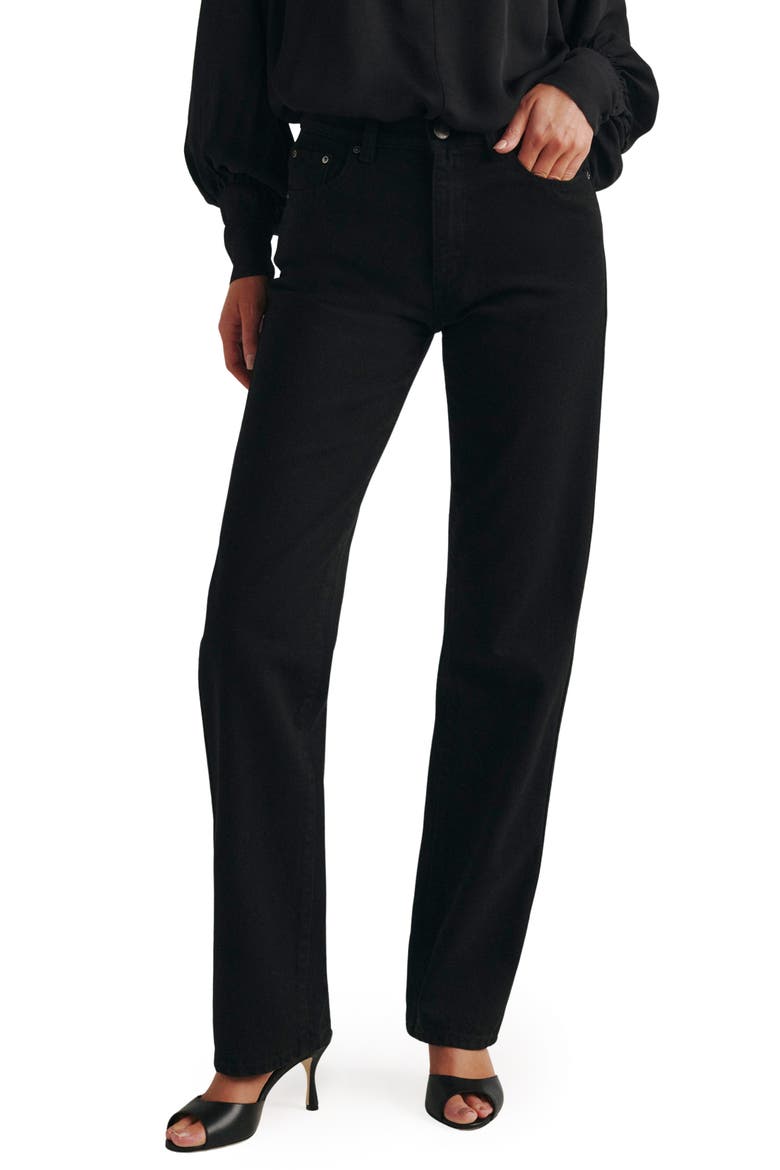 Cate High Waist Petite Slim Leg Jeans, Main, color, BLACK
