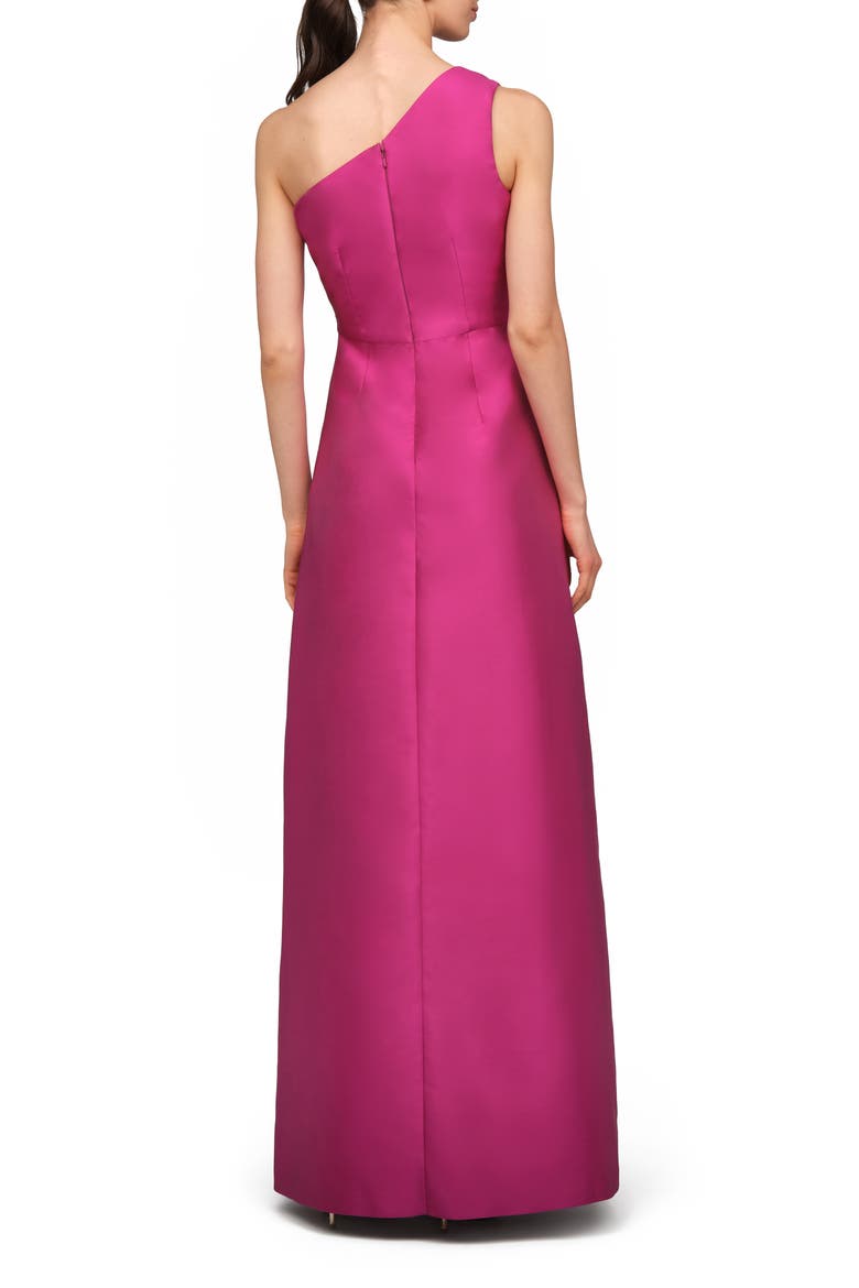 Madelyn Embroidered One-Shoulder Satin Gown, Alternate, color, ASTER