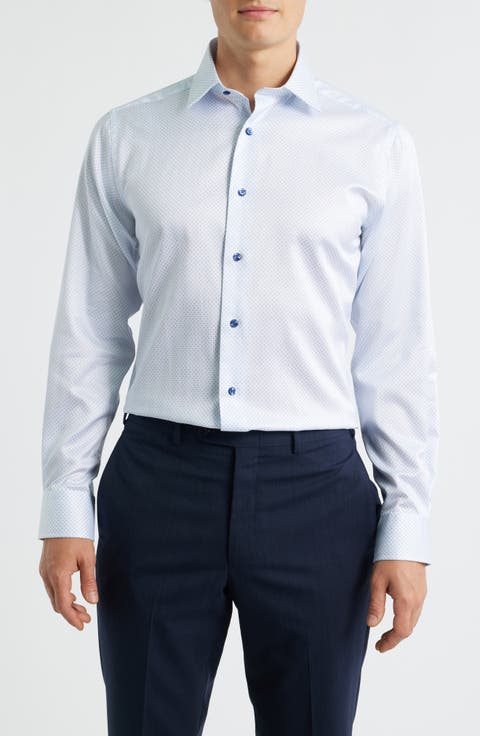 Trim Fit Geometric Print Dress Shirt