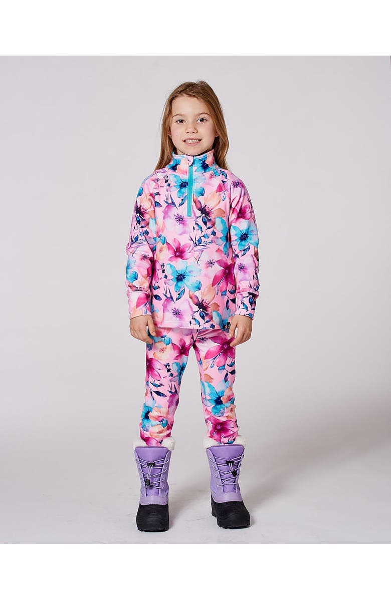 Deux par Deux Two-Piece Thermal Underwear Set Watercolor Flower, Main, color, Pink